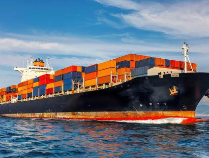Container vessel at sea